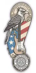 Texas state flag, police shield badge, fender guitar, NICU Awareness, Lunar module, woody the woodpecker, roadrunner tattoo design idea