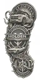 Holden car brand logo incorporated tattoo design idea