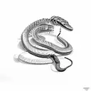 sword with rattlesnake wrapping around it tattoo design idea