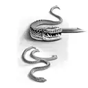 sword with rattlesnake wrapping around it tattoo design idea