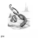 sword with rattlesnake wrapping around it tattoo design idea