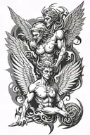 demon and angel with wings tattoo design idea