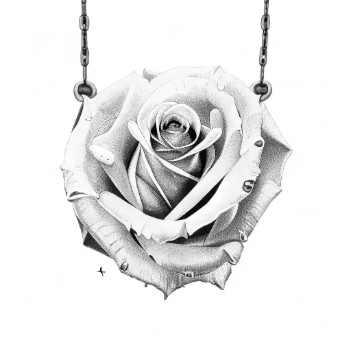 nun with cross chain and rose  tattoo design idea