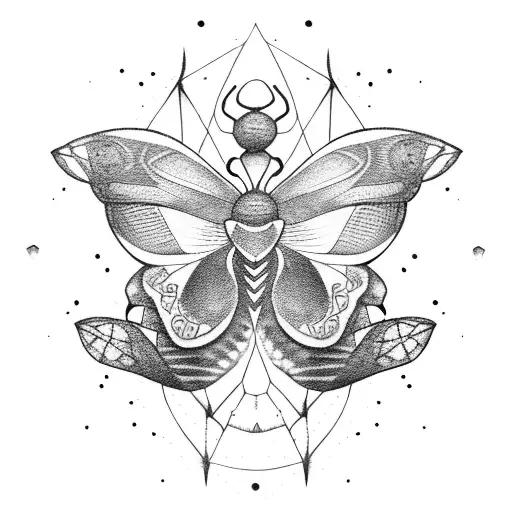 witchy moth tattoo design idea