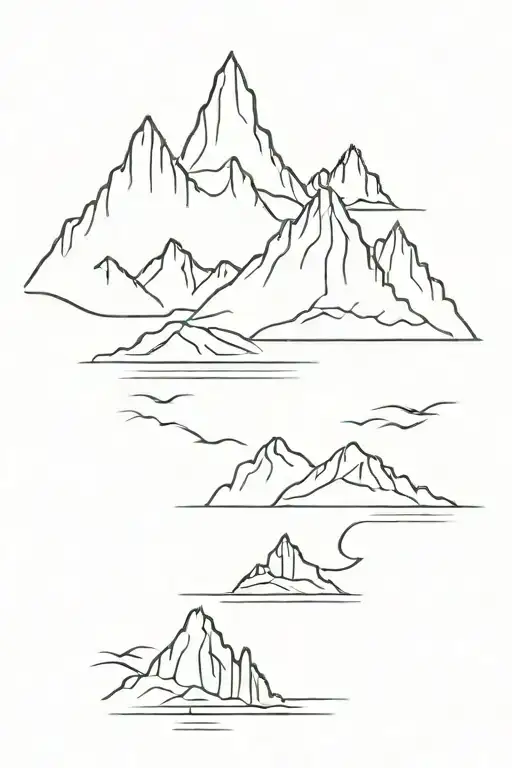 ocean and mountains  tattoo design idea