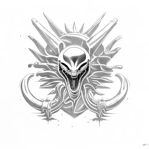 Dragonlike Xenomorph tattoo design idea