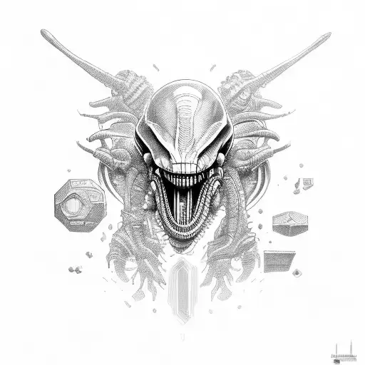 Dragonlike Xenomorph tattoo design idea