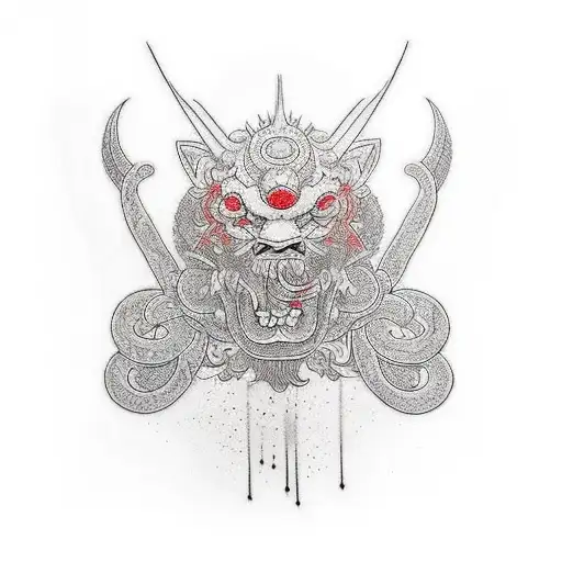 minimalistic japanese piece, thyat is symetrical on both my shoulders and runs up my neck but stops a bit before ears tattoo design idea