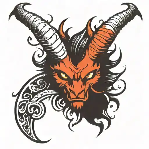 devil horns and tail around 1 down 5 up saying   tattoo design idea