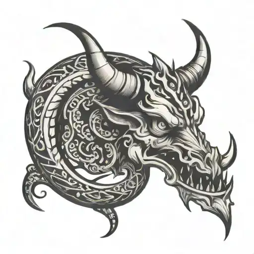 devil horns and tail around 1 down 5 up  tattoo design idea