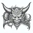 devil horns and tail around 1 down 5 up  tattoo design idea