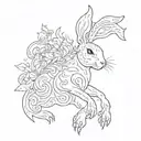 fire rabbit, overcoming challenges like self harm, polycystic ovary syndrome, eating disorder, Gemini  tattoo design idea