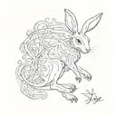 fire rabbit, overcoming challenges like self harm, polycystic ovary syndrome, eating disorder, Gemini  tattoo design idea