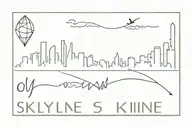 skyline with coordinates written underneath tattoo design idea