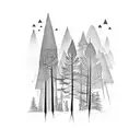 cottage forest dark rain tattoo design idea