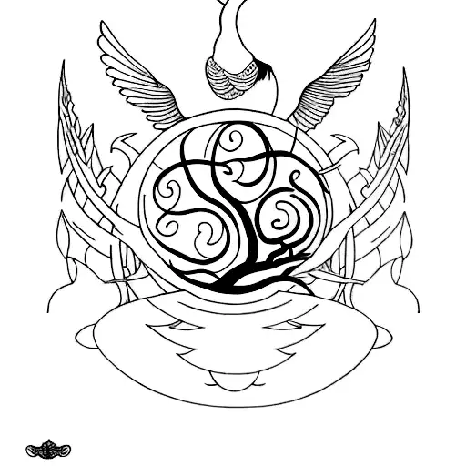 A minimalist full sleeve tattoo design that combines the concept of the Tree of Life with the graceful movement of Capricorn flying birds. tattoo design idea
