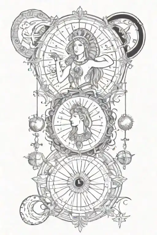 Aquarius sun, Aries moon, libra rising zodiac tattoo design idea