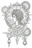 Simple Aquarius sun, Aries moon, libra rising zodiac tattoo design idea