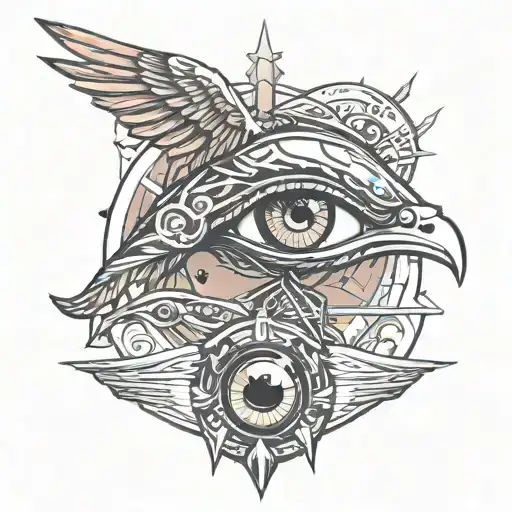 eye of horus and phoenix tattoo design idea