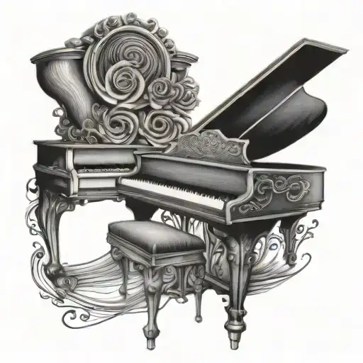 piano and mind body soul tattoo design idea