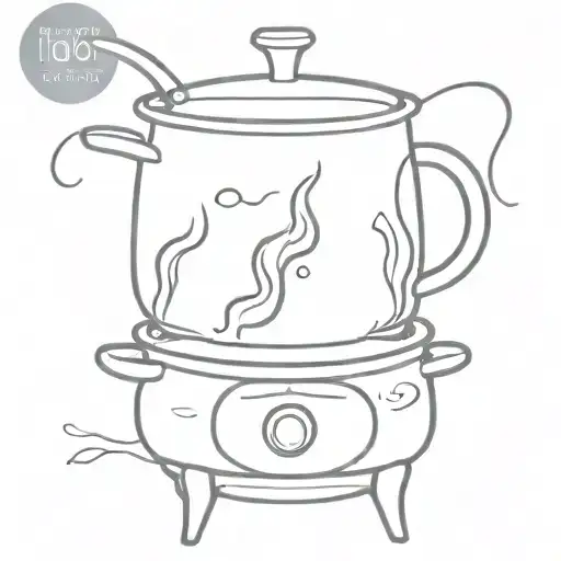 Incorporate a steaming pot of boulgour on a stove in a minimalist tattoo, showcasing your passion for cooking tattoo design idea