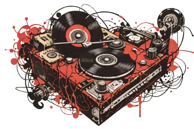 record player tattoo design idea