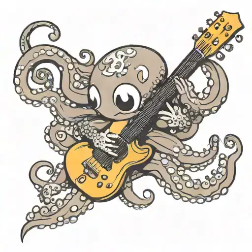 octopus playing guitar made tattoo design idea