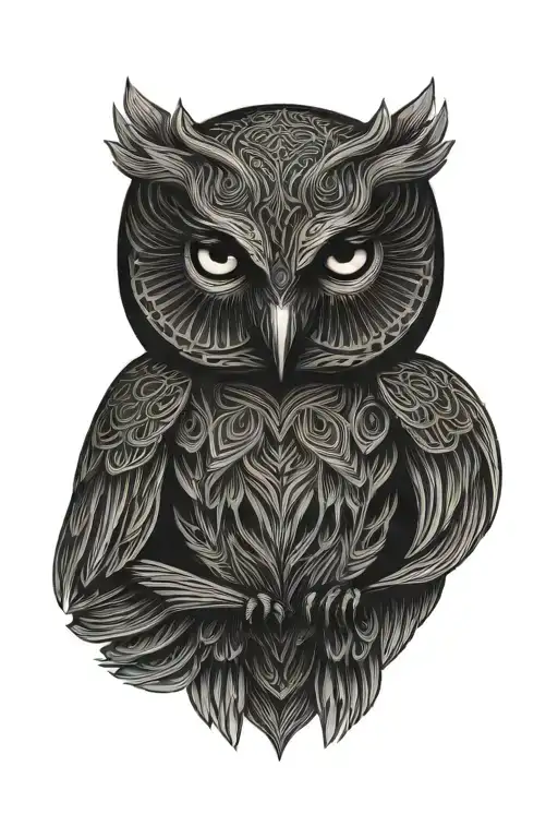 Owl, sacred geometry tattoo design idea