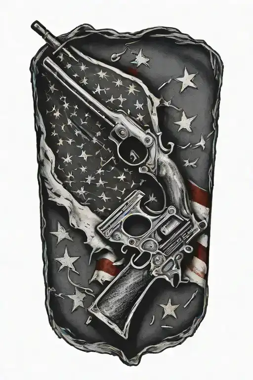 tattered and torn 2nd amendment flag tattoo design idea