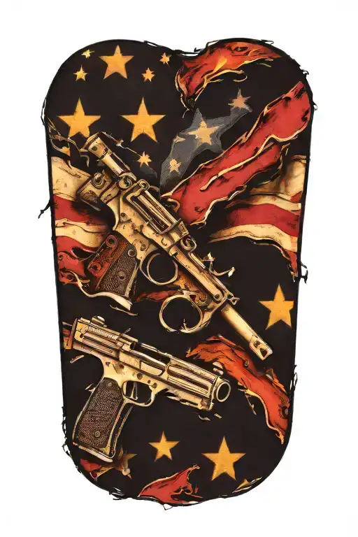 tattered and torn 2nd amendment flag tattoo design idea