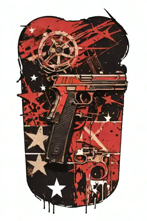tattered and torn 2nd amendment flag tattoo design idea
