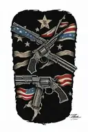 tattered and torn 2nd amendment flag tattoo design idea