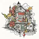 city tattoo design idea