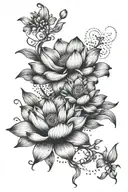 lotus flowers intertwining Athena the Greek Goddess and Atlas the Greek God tattoo design idea