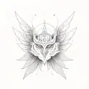 Garuda, into a minimalist geometric pattern with large spread wings tattoo design idea