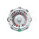 A realistic sketch of a roulette wheel with ocean waves flowing out of it, symbolizing your passion for both the casino and the sea. tattoo design idea