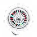 A realistic sketch of a roulette wheel with ocean waves flowing out of it, symbolizing your passion for both the casino and the sea. tattoo design idea