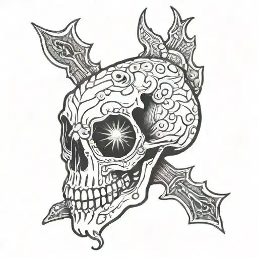 ripple bird terrapin skull tattoo design idea