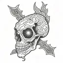 ripple bird terrapin skull tattoo design idea