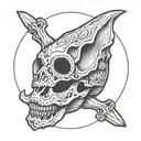 ripple bird terrapin skull tattoo design idea