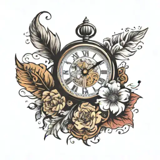 Generate me an image tattoo of an analog clock showing the time of  3:03 PM and the date of August 13, 2024. Also add a  tattoo design idea