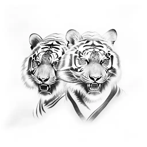 two Chinese tigers around the knee tattooo design tattoo design idea
