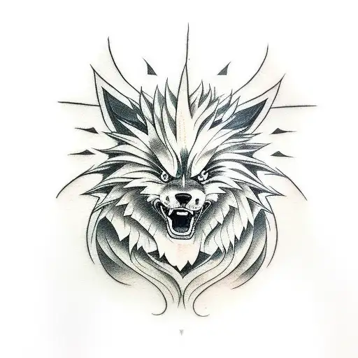 Arcanine Pokémon head angry tattoo design idea