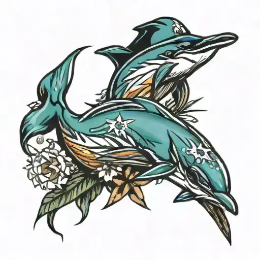 Tattoo combing Miami dolphins and Dallas cowboys  tattoo design idea