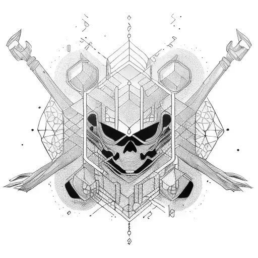 cyber sigilism half arm  tattoo design idea
