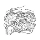 incorporate the chaos of nature with the calmness of nature do this using waves, forest and mountains tattoo design idea