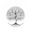 dead tree with seed of life in branches tattoo design idea