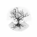 dead tree with seed of life in branches tattoo design idea