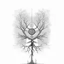 dead tree with seed of life in branches tattoo design idea