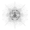 dead tree with seed of life in branches tattoo design idea